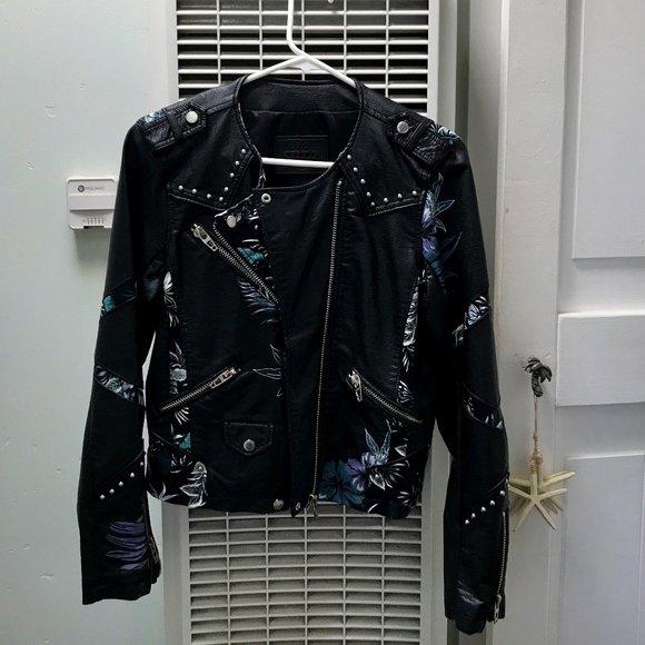 Never Worn Blank NYC Vegan Floral, Leather Jacket - Picture 1 of 4